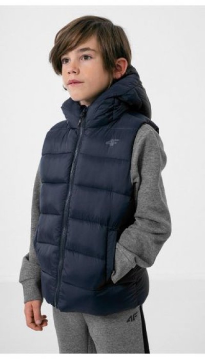 4F Παιδικό αμάνικο μπουφάν με κουκούλα για αγόρι μπλε